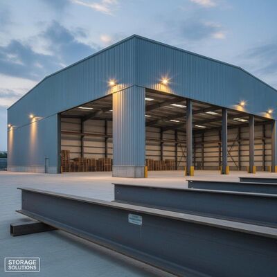 Magazzino in acciaio strutturale da 50 anni realizzato con materiale di qualità Q355B, perfetto per requisiti di stoccaggio industriale pesanti